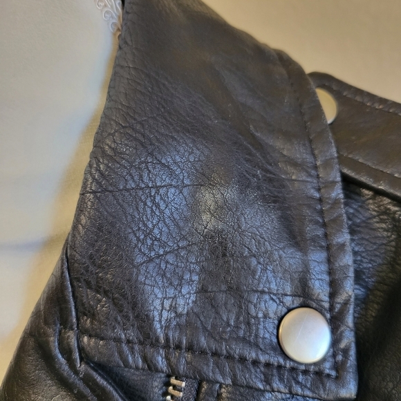 BLACK Faux Leather Moto Jacket Women's Size Small - Picture 16 of 16